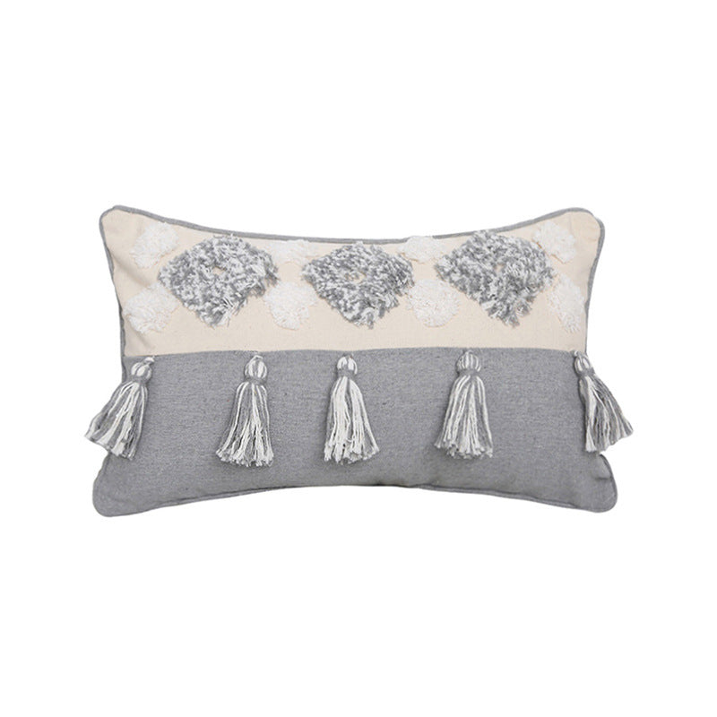 Oreillers De Canapé -Coussin "Tissé Marocain" avec Franges et Motif Rayé