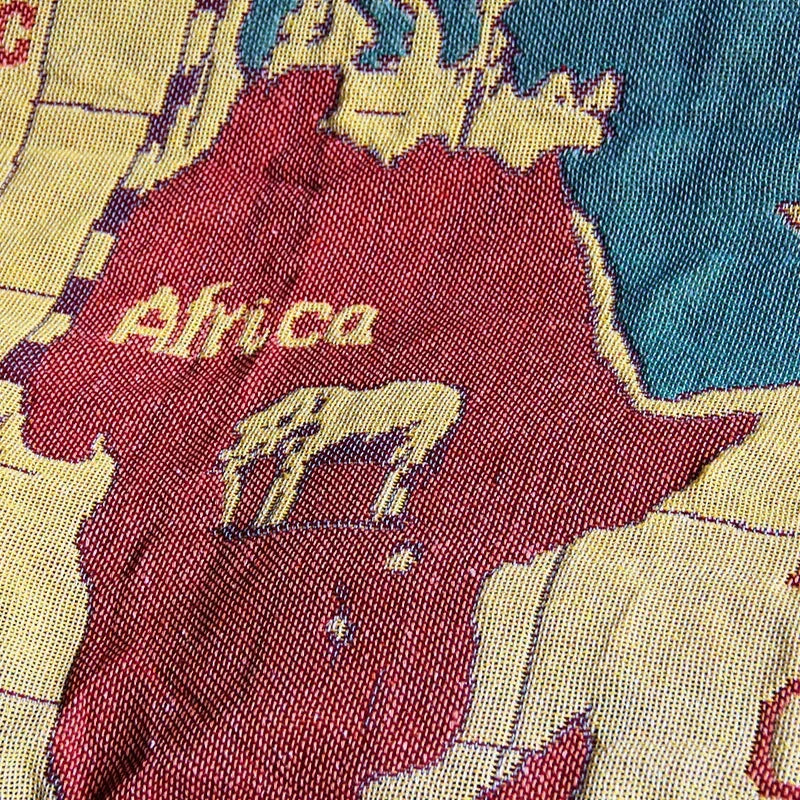 Jeté de chaise -"Carte du Monde" - Tissé en Coton et Polyester